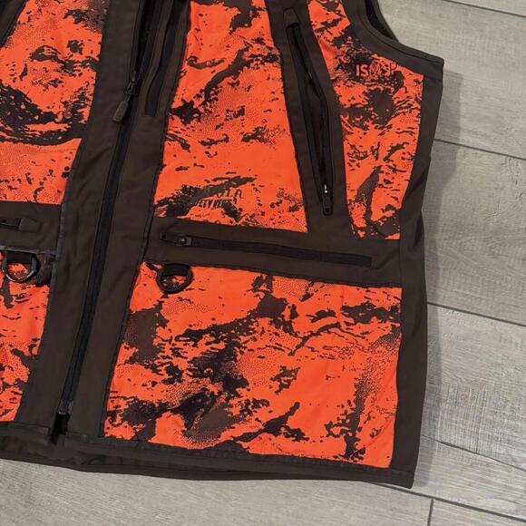 Härkila Hunting Shooting Vest Blaze Orange Camo Utility Pockets Men Size 4XL B&T - Picture 4 of 13